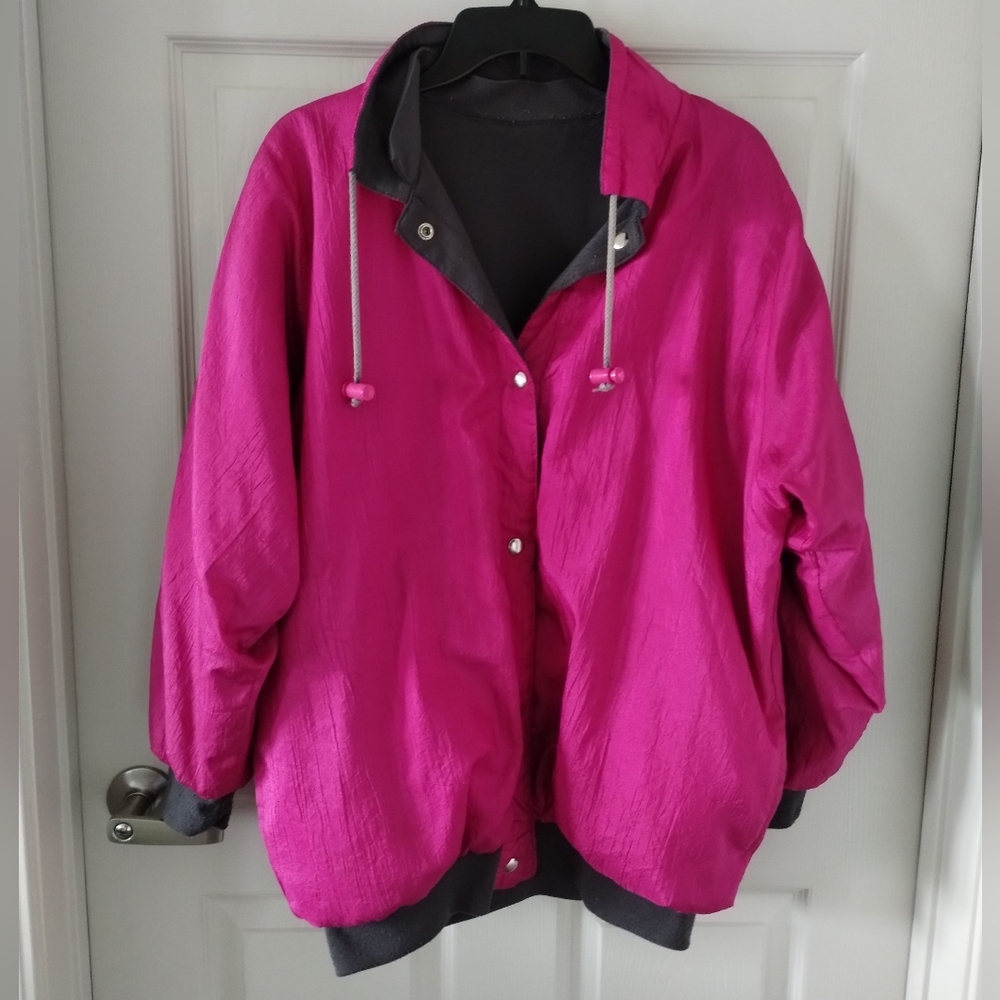 Vintage Reversible Pink And Grey Windbreaker Jacket Size M